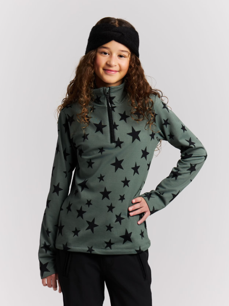 Protest PRTTopsy JR 12962004 Evergreen donkergroene meiden ski pulli met korte rits