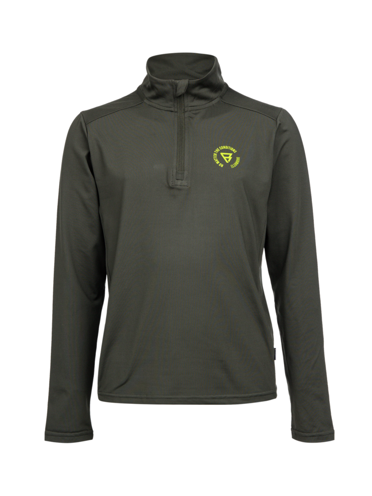 Brunotti 2423240331 6992 Toriny Boys Fleece donkergroene jongens skipully met korte rits Deep Green