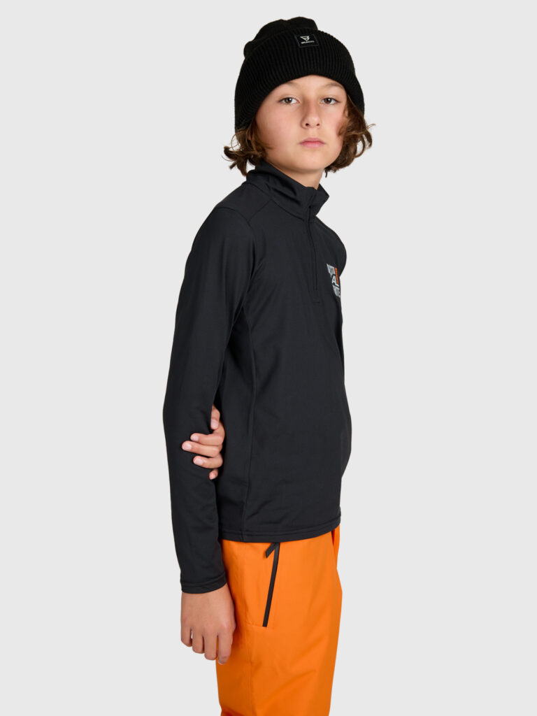 Brunotti 2423240331 9999 Toriny Boys Fleece zwarte jongens skipully met korte rits Black