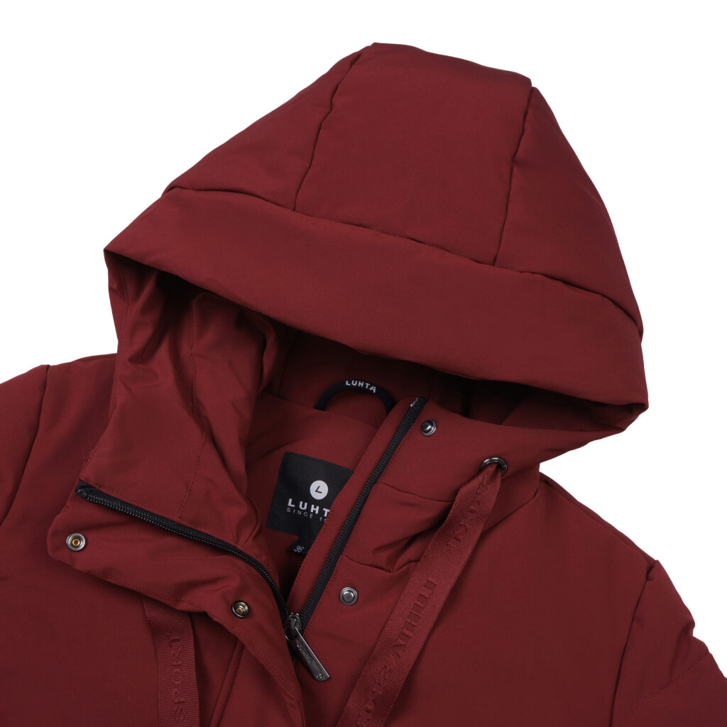 Luhta Haukka 232456364L670 rood dames jack met capuchon en ritssluiting