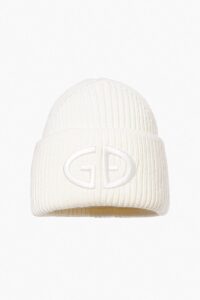 Goldbergh Valerie Beanie GB600.03.263 Snow White helderwitte dames muts met pompon en merkembleem