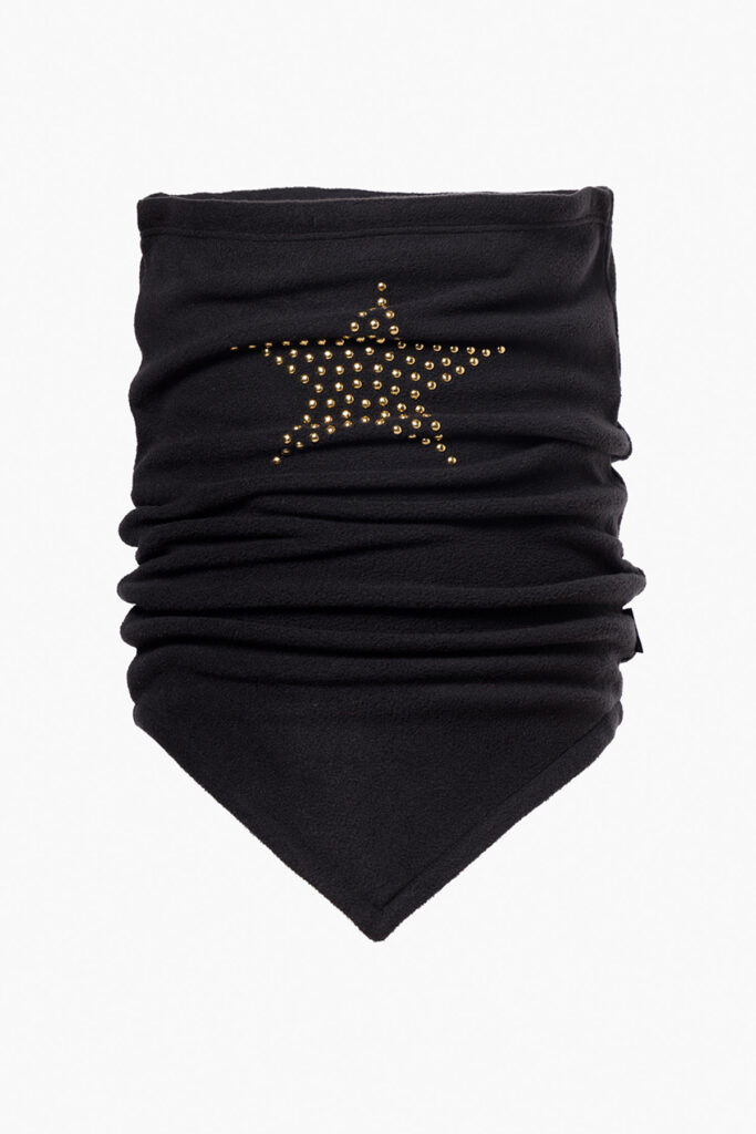 Goldbergh Fleece Star Nekwarmer GB303-01-264-9000 Black zwarte dames fleece col met sterrenprint van studs