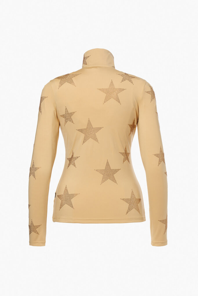 Goldbergh Yura Ski-Trui YURAGB310-21-264-7485 Lark beige dames ski pully met fonkelende strass sterren