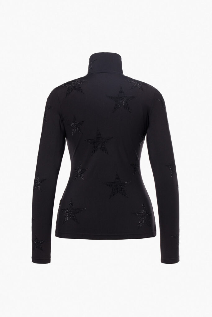 Goldbergh Yura Ski-Trui YURAGB310-21-264-9000 Black zwarte dames ski pully met fonkelende strass sterren