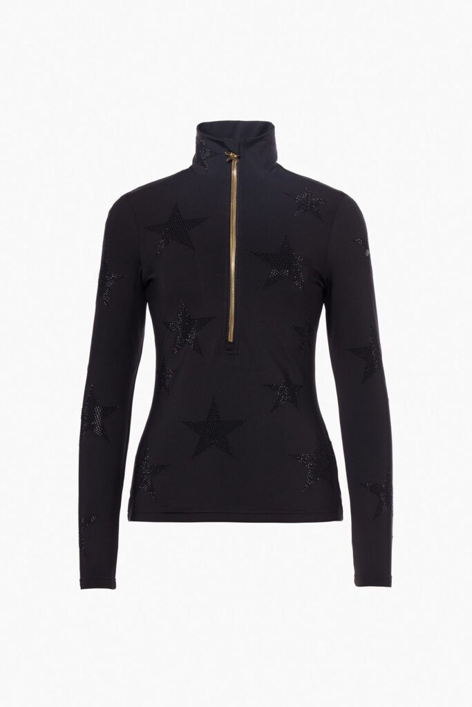 Goldbergh Yura Ski-Trui YURAGB310-21-264-9000 Black zwarte dames ski pully met fonkelende strass sterren