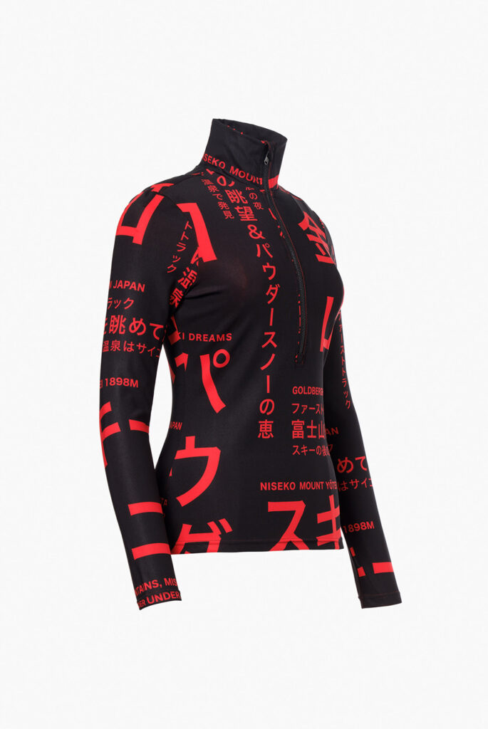 Goldbergh GB321.20.264 0043 Misato Ski Pully dames skipully met Street Signs print in zwart en rood
