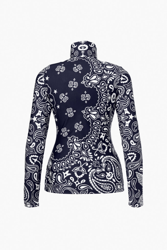 Goldbergh Bandana Ski-Pully GB323-20-264-0049 Bandana Paisley Blue blauwe dames ski pully met bandana print