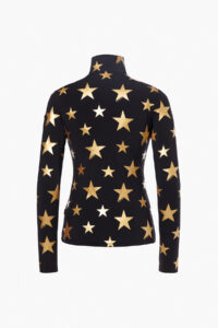 Goldbergh GB325.20.264 9001 Hikari Ski Pully zwarte dames skipully met gouden details en halvelange rits