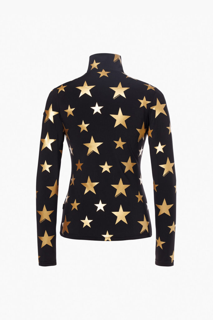 Goldbergh GB325.20.264 9001 Hikari Ski Pully zwarte dames skipully met gouden details en halvelange rits