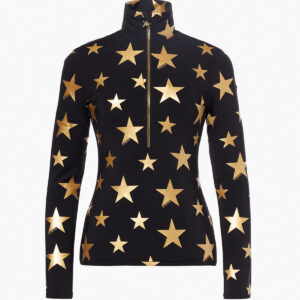 Goldbergh GB325.20.264 9001 Hikari Ski Pully zwarte dames skipully met gouden details en halvelange rits