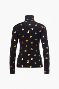 Goldbergh Hartjes Ski-Pully AIMIGB326-20-264-9001 Black/Gold zwarte dames ski pully met gouden hartjesprint