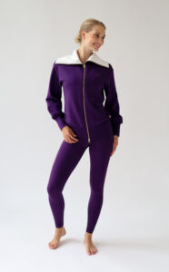 House of Gravity Turtleneck Zip Cardigan HG-732-2604-3811 Plum Stone paars met grijs dames vest met rits