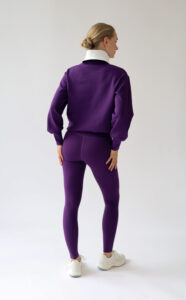 House of Gravity Turtleneck Zip Cardigan HG-732-2604-3811 Plum Stone paars met grijs dames vest met rits