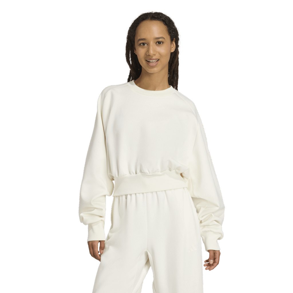 adidas ALL SZN Crew Sweatshirt JV9893 off white dames trui met relaxed fit