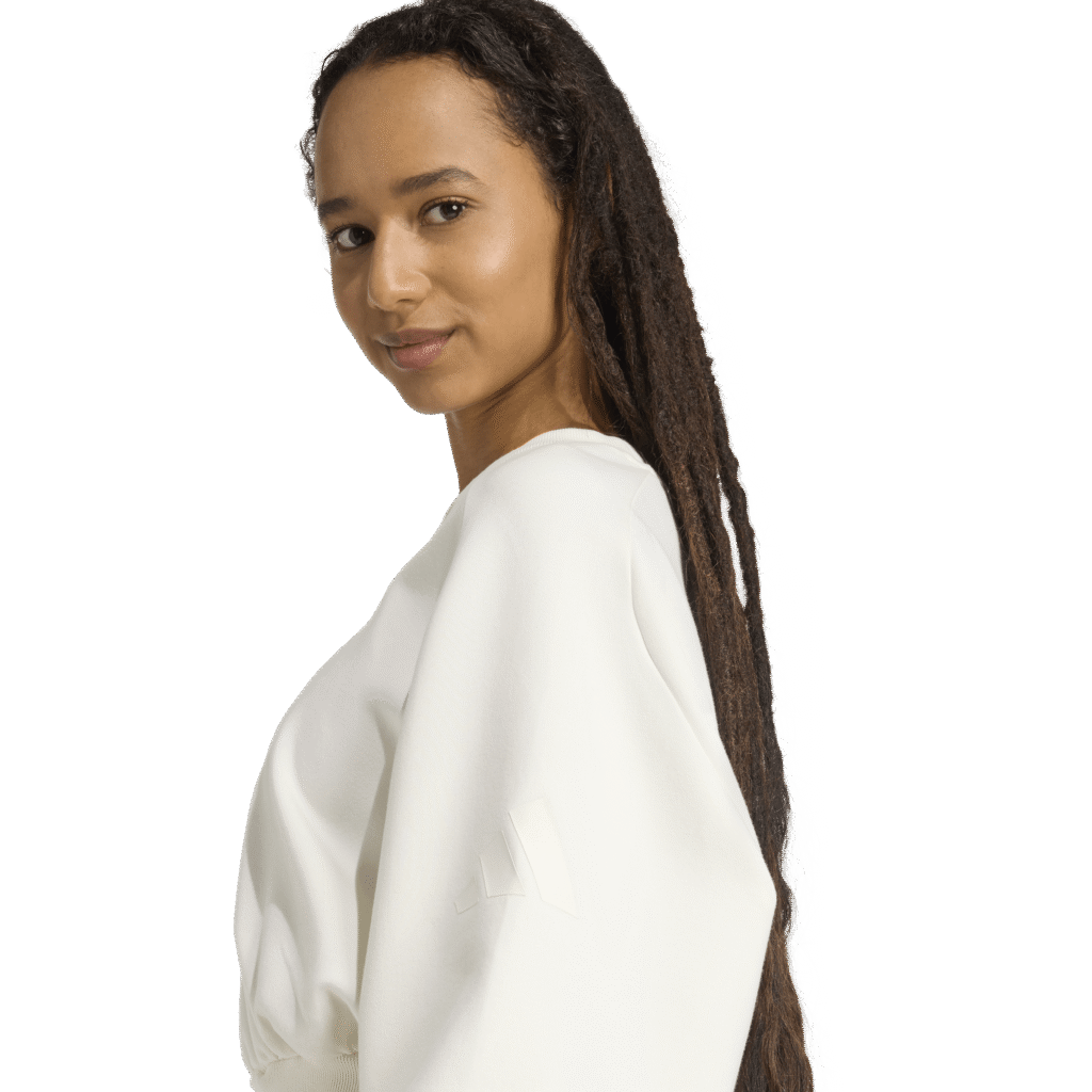 adidas ALL SZN Crew Sweatshirt JV9893 off white dames trui met relaxed fit