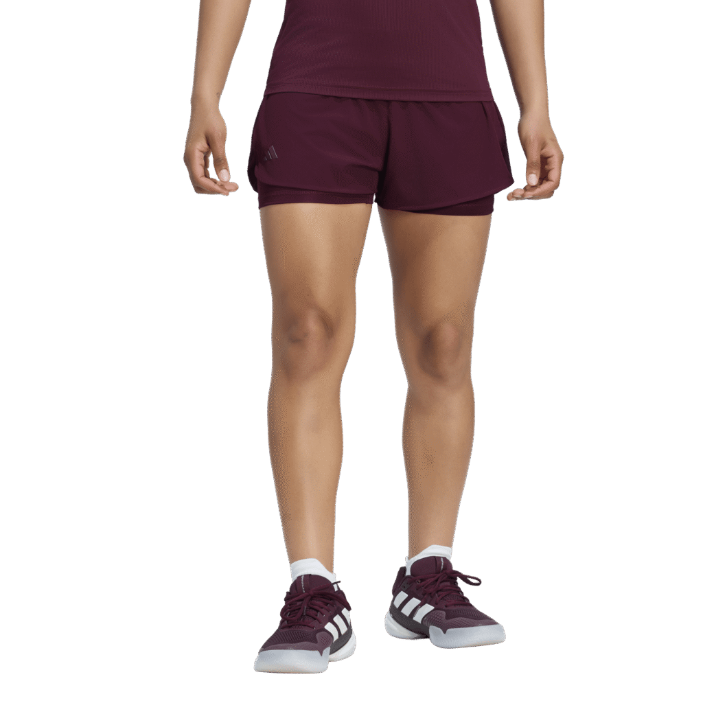 adidas Match 2-in-1 Short KH3608 bordeauxrood dames tennisshort met geïntegreerde binnenshort