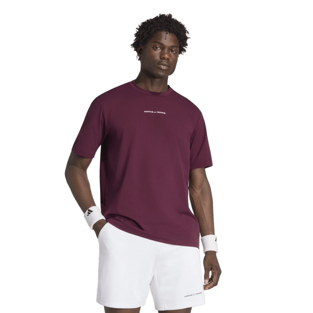 adidas Tennis Tee KQ8022 bordeauxrood heren tennisshirt met ademend vermogen