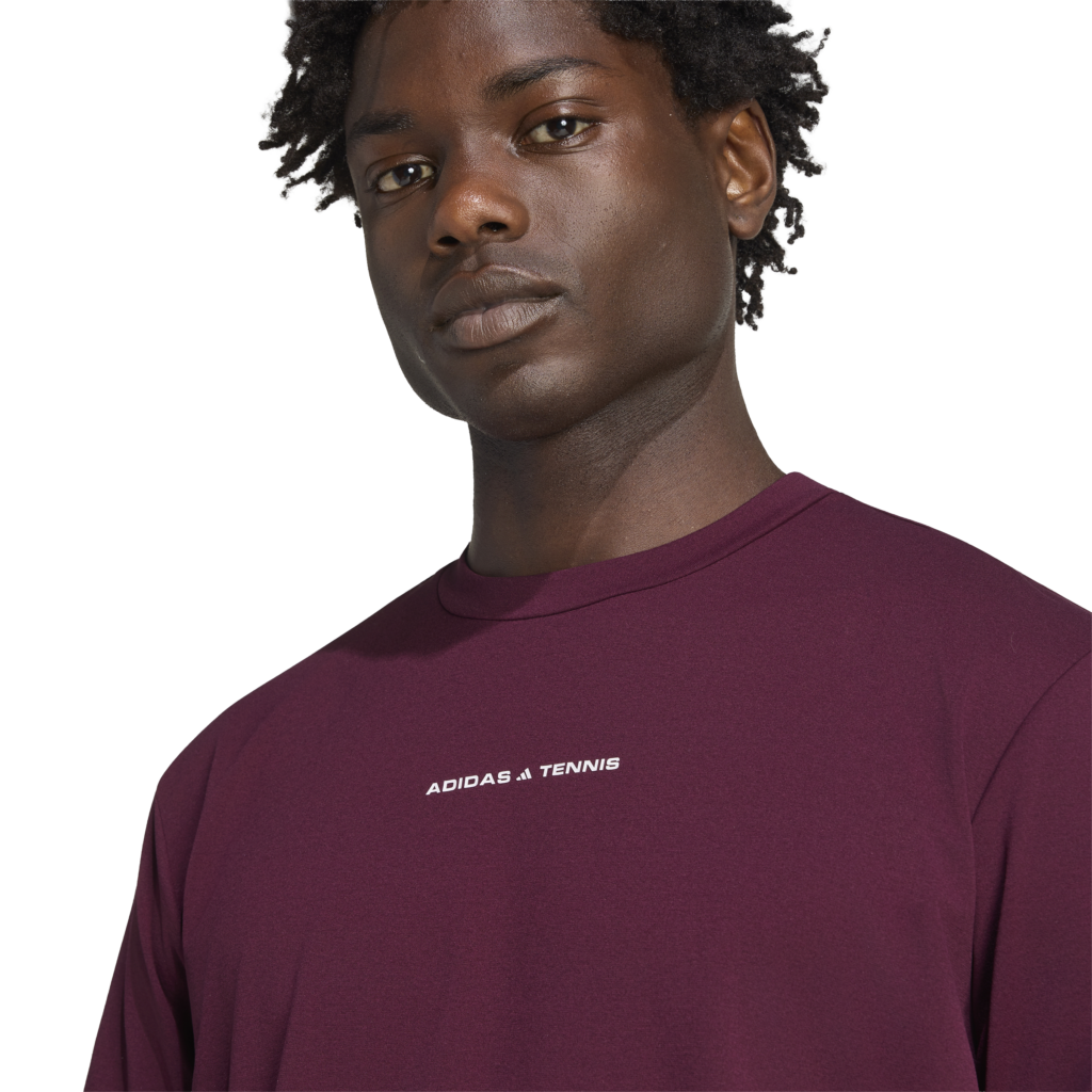 adidas Tennis Tee KQ8022 bordeauxrood heren tennisshirt met ademend vermogen
