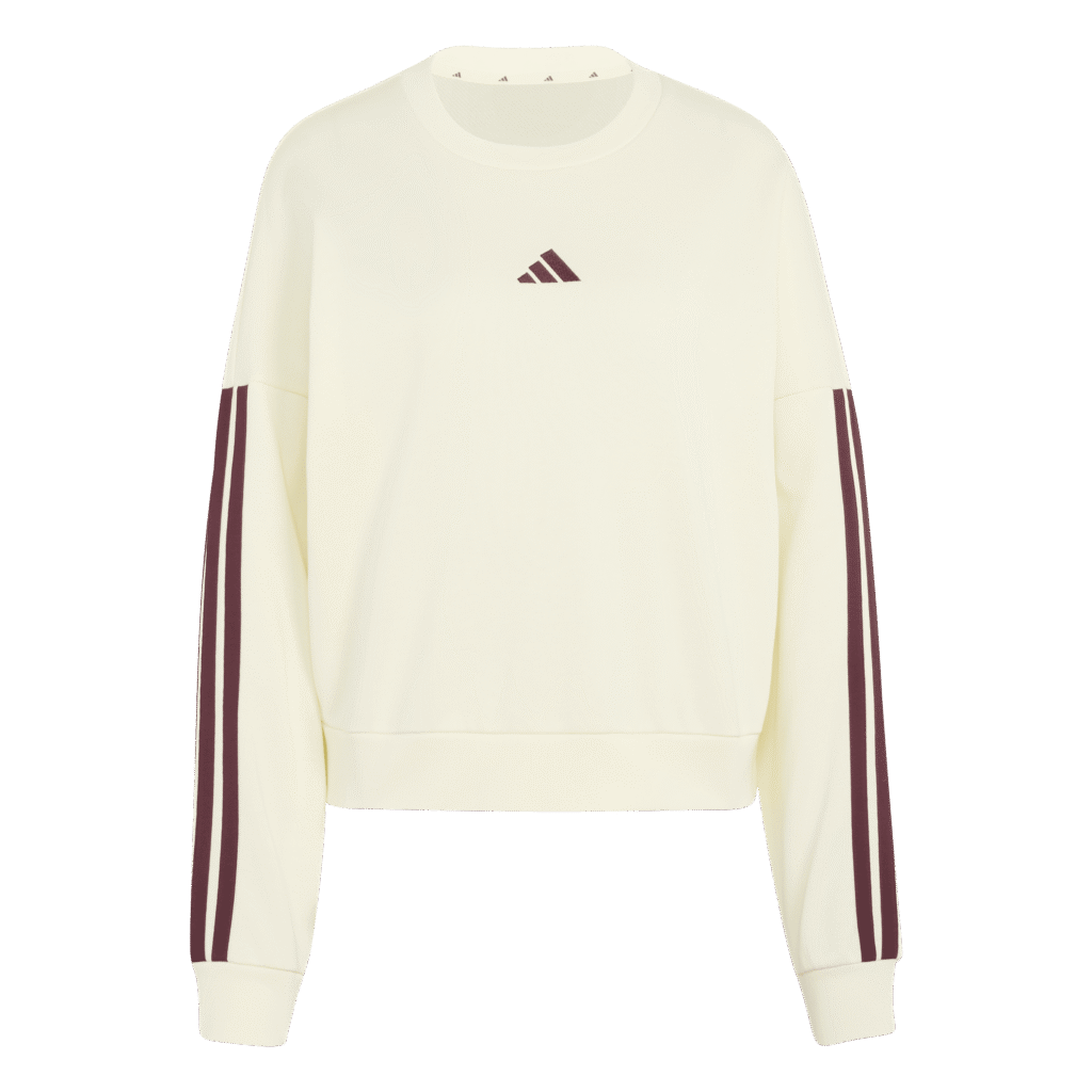 Adidas W 3s ft swt KR1026 ivory/maroon dames sweater met 3-Stripes