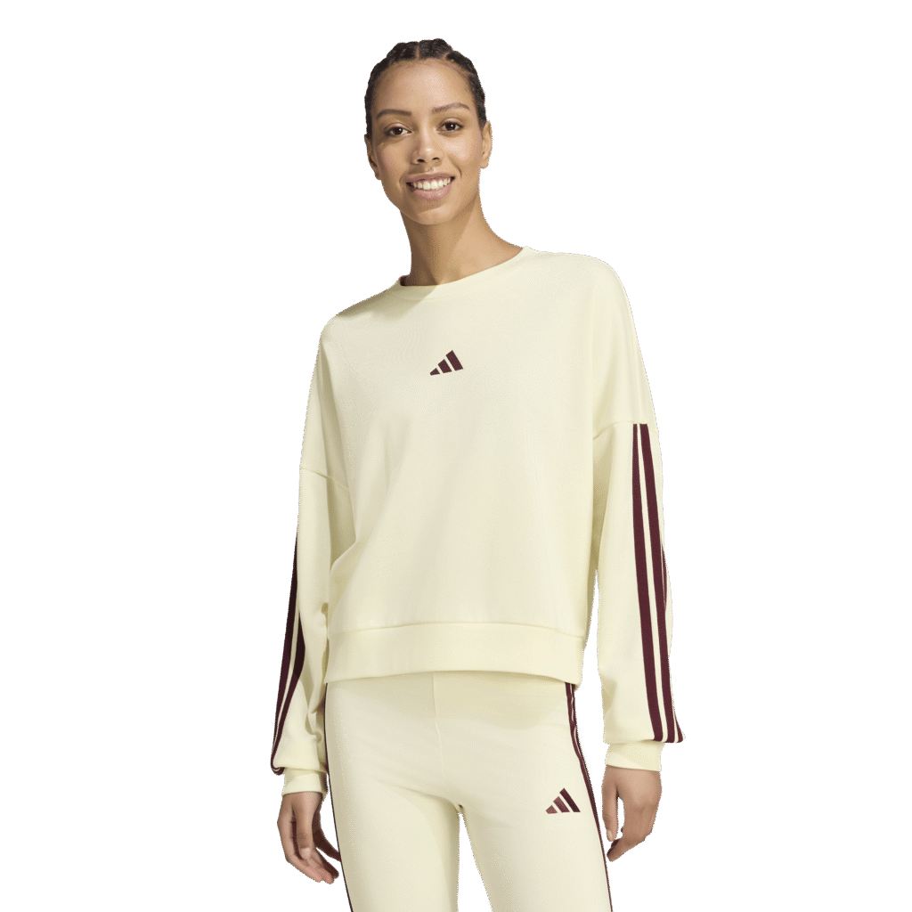 Adidas W 3s ft swt KR1026 ivory/maroon dames sweater met 3-Stripes