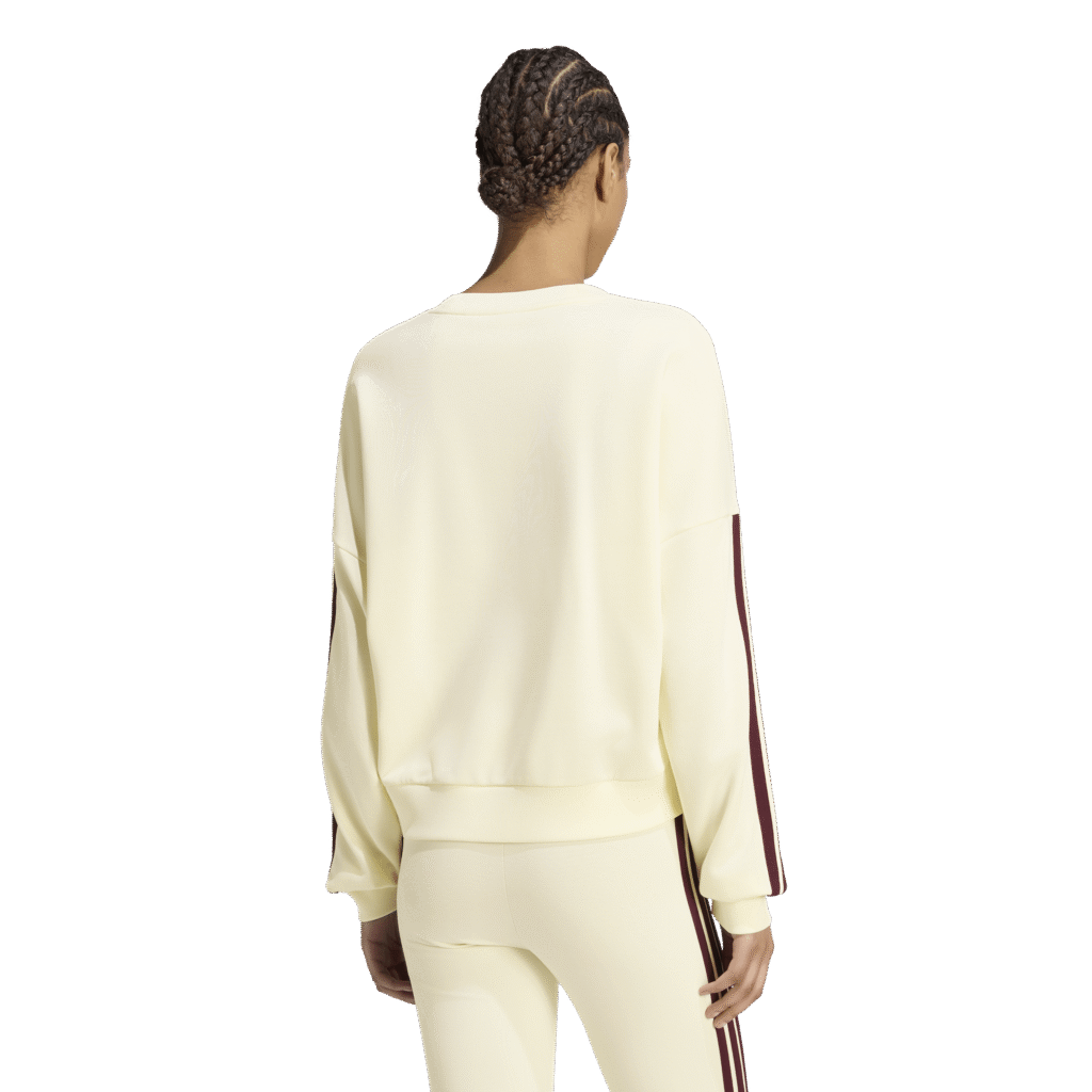 Adidas W 3s ft swt KR1026 ivory/maroon dames sweater met 3-Stripes