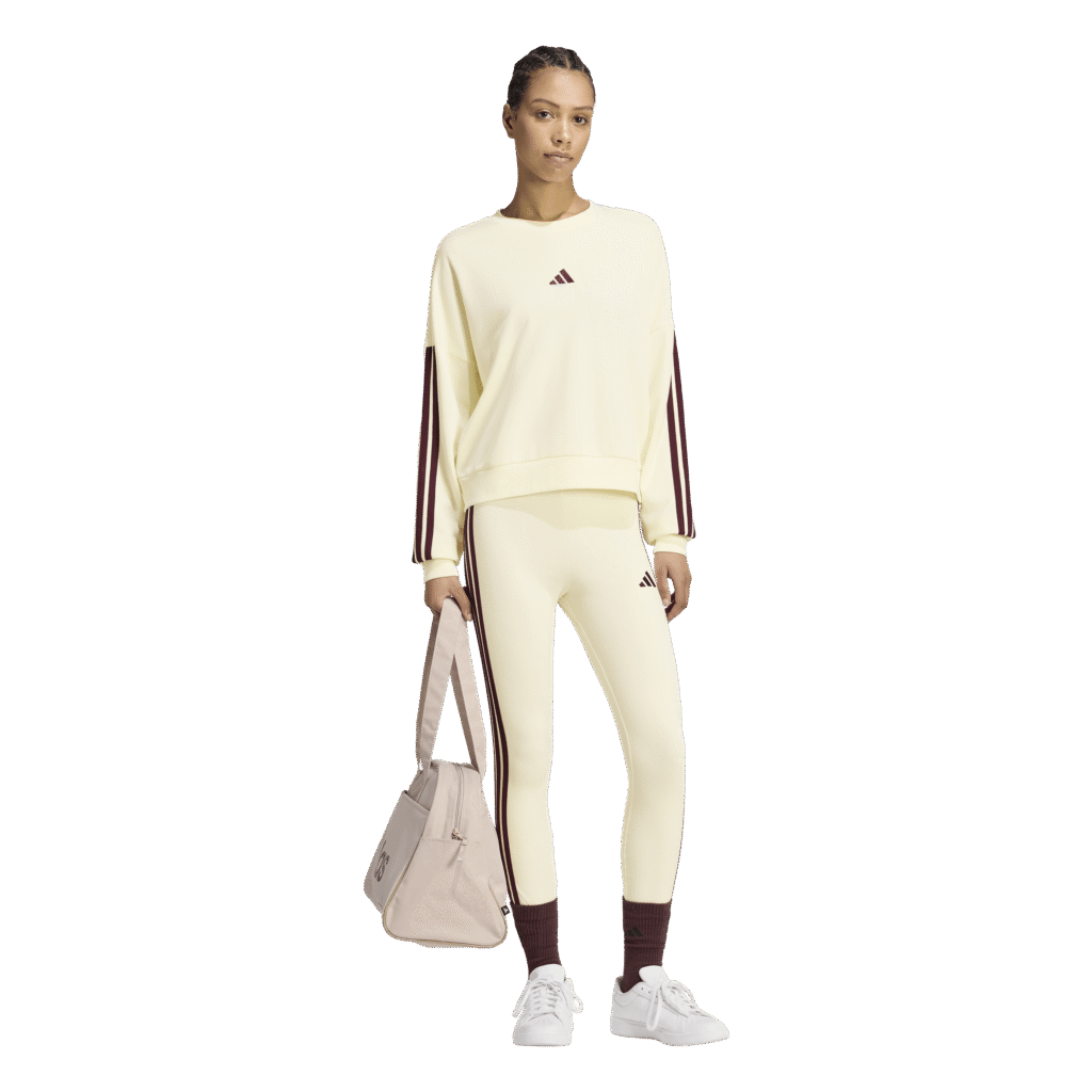 Adidas W 3s ft swt KR1026 ivory/maroon dames sweater met 3-Stripes