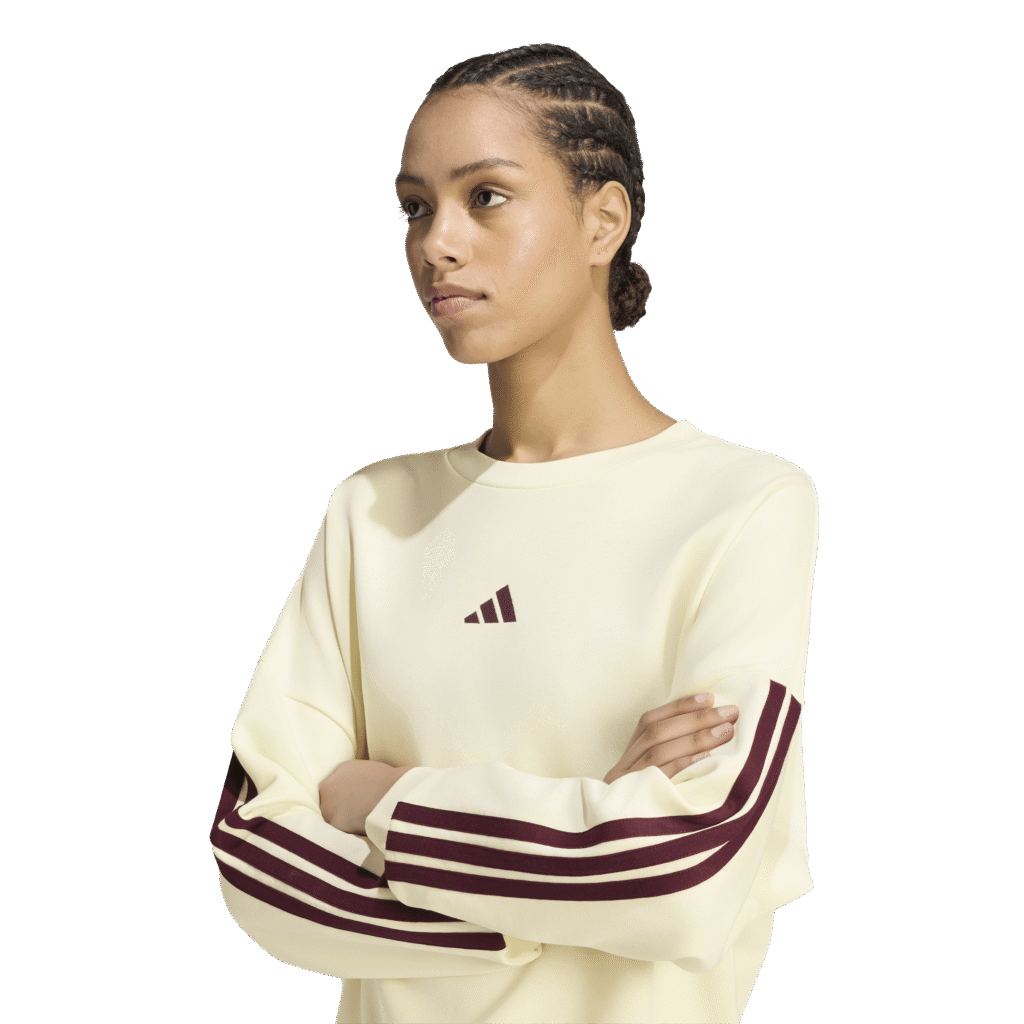 Adidas W 3s ft swt KR1026 ivory/maroon dames sweater met 3-Stripes