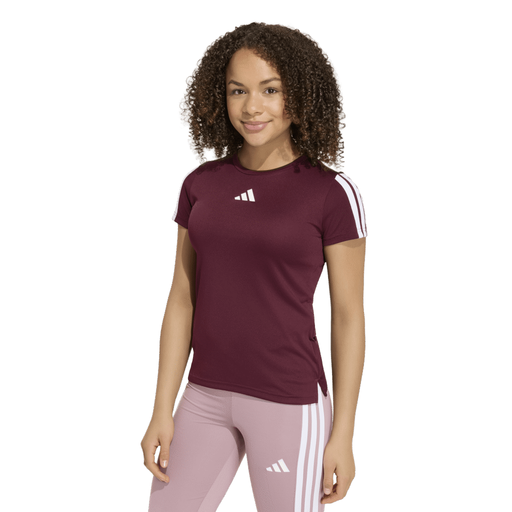 Adidas jg-tr-es 3s tee kr4251 maroon/white bordeauxrood meisjes sportshirt