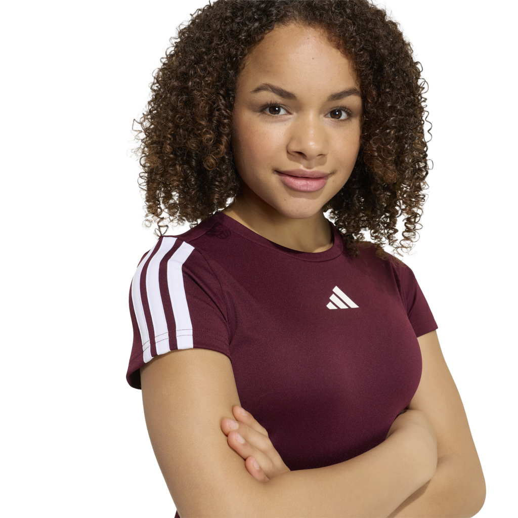 Adidas jg-tr-es 3s tee kr4251 maroon/white bordeauxrood meisjes sportshirt