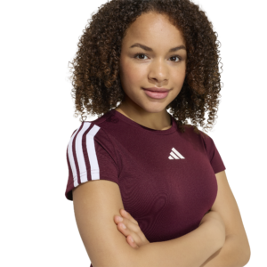 Adidas jg-tr-es 3s tee kr4251 maroon/white bordeauxrood meisjes sportshirt