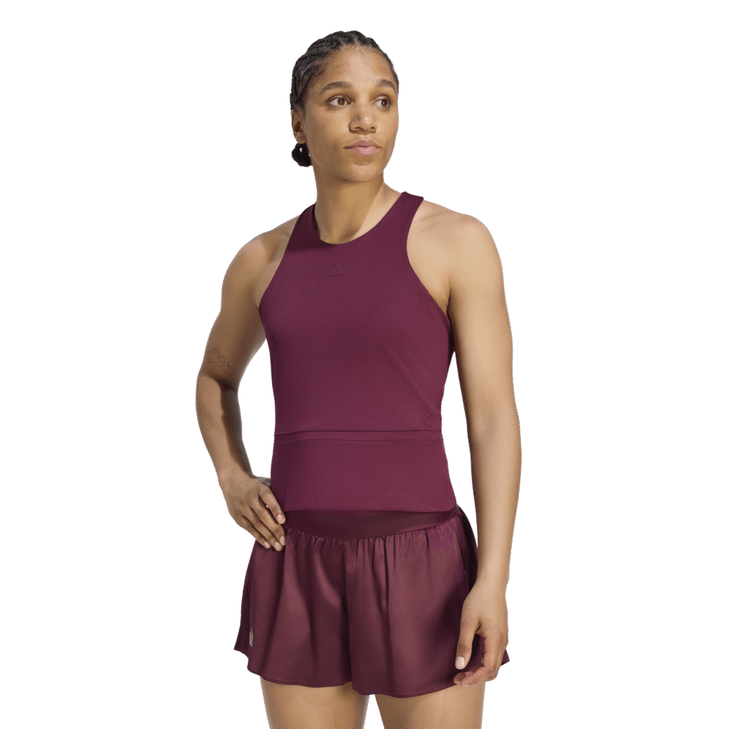 adidas Y-Tank Midi KS3201 bordeauxrode dames sporttop met Y-rugconstructie