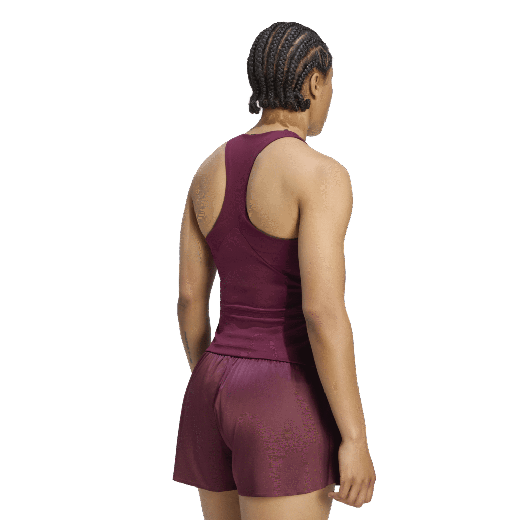 adidas Y-Tank Midi KS3201 bordeauxrode dames sporttop met Y-rugconstructie