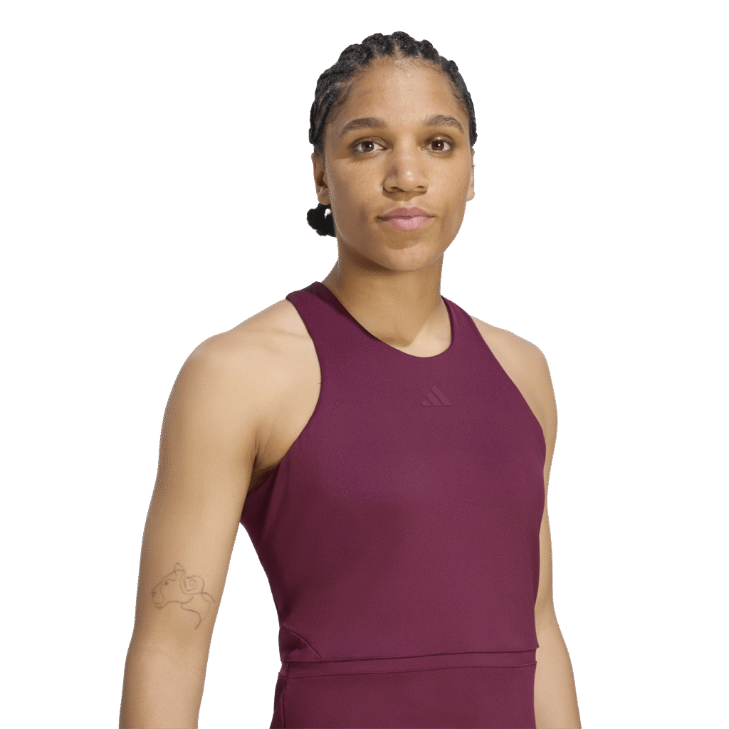 adidas Y-Tank Midi KS3201 bordeauxrode dames sporttop met Y-rugconstructie
