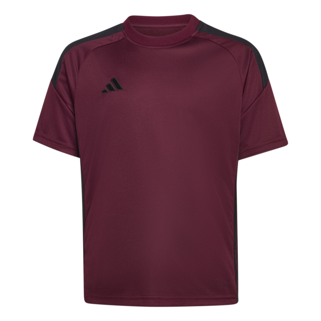 adidas Tiro Essential Jersey KS5881 donkerrood jongens voetbalshirt met zwarte accenten
