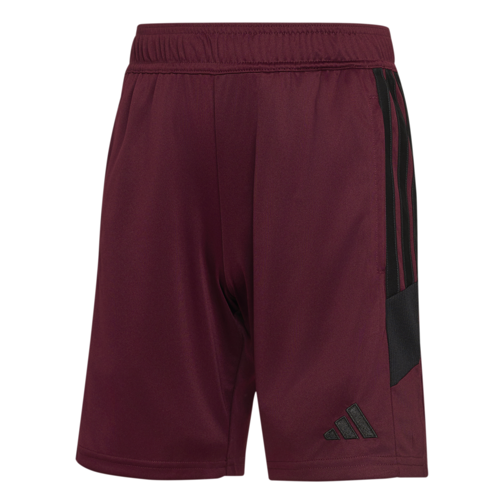 adidas Tiro Essential Shorts KS5951 donkerrode jongens voetbalbroek met zwarte strepen