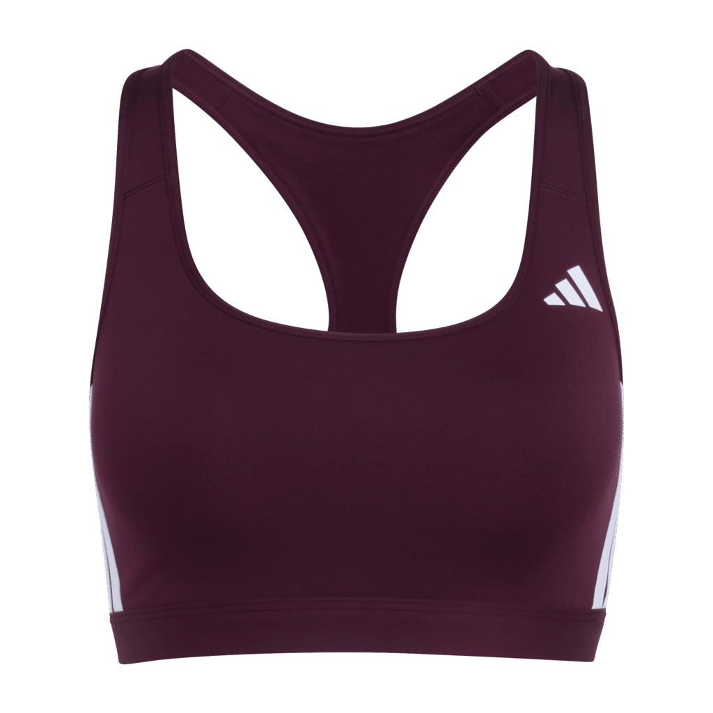 adidas Optime Essentials 3-Stripes Sport BH KS6075 bordeauxrood met witte strepen
