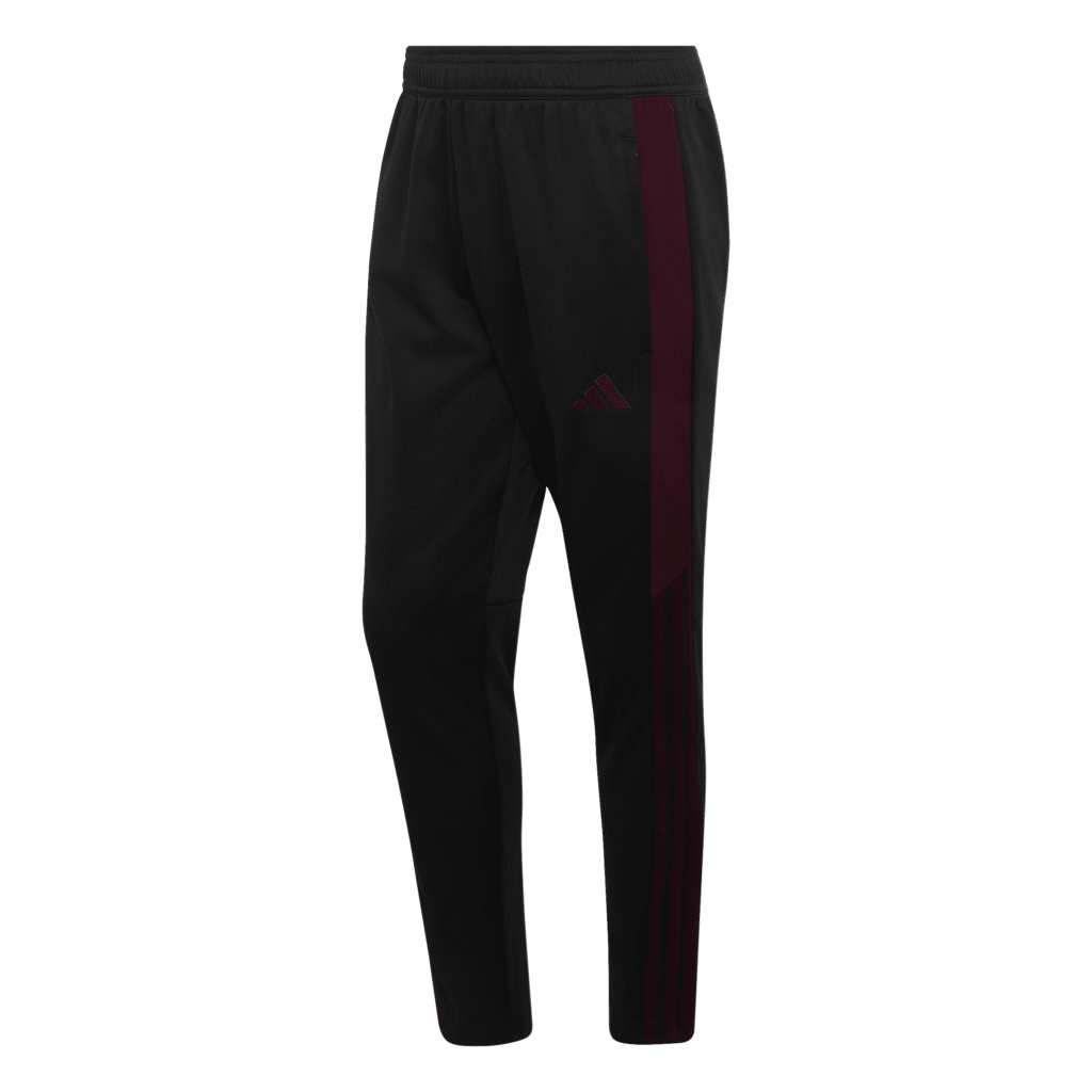 adidas Tiro Essential Winter Pants KS8373 zwarte heren trainingsbroek met bordeauxrode details en enkelritsen