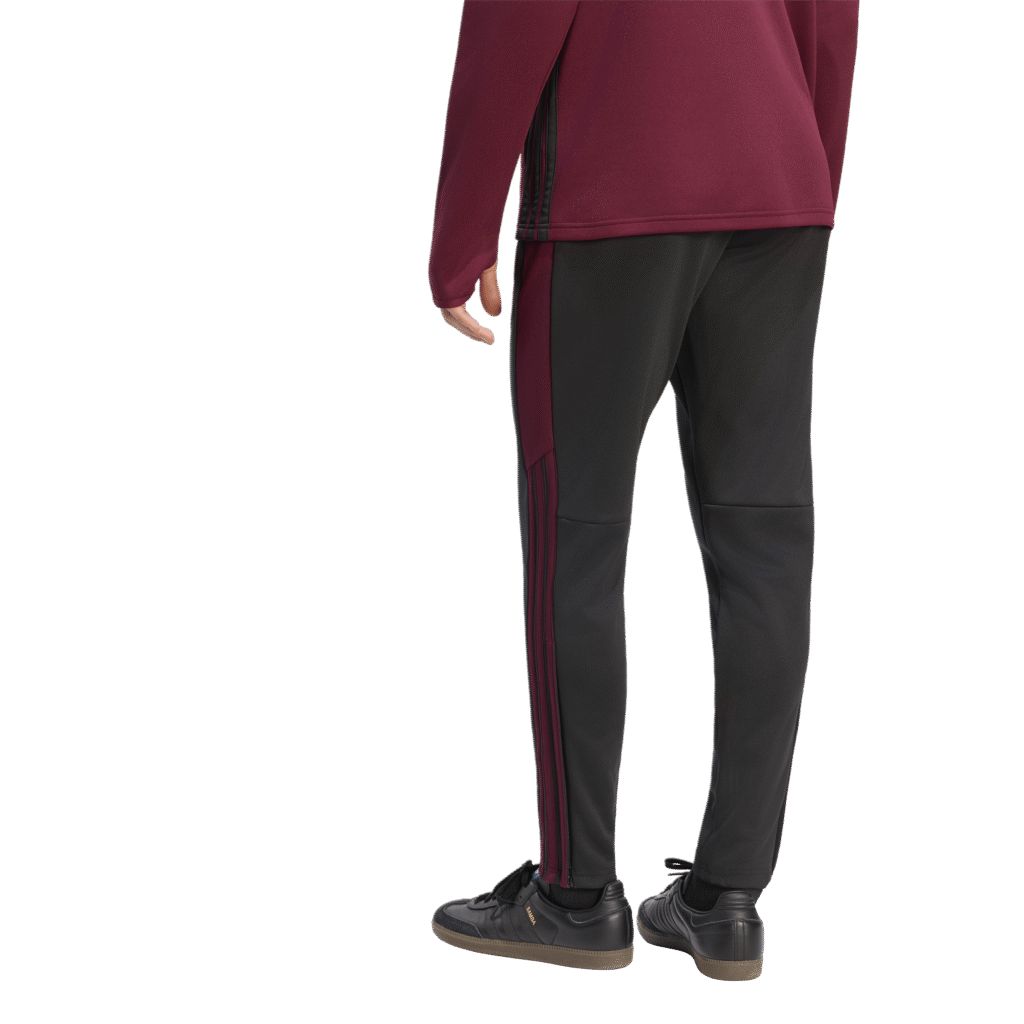 adidas Tiro Essential Winter Pants KS8373 zwarte heren trainingsbroek met bordeauxrode details en enkelritsen