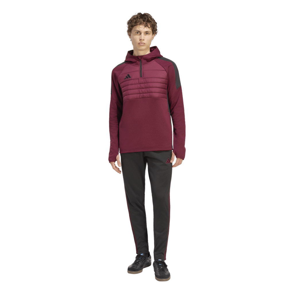 adidas Tiro Essential Winter Pants KS8373 zwarte heren trainingsbroek met bordeauxrode details en enkelritsen