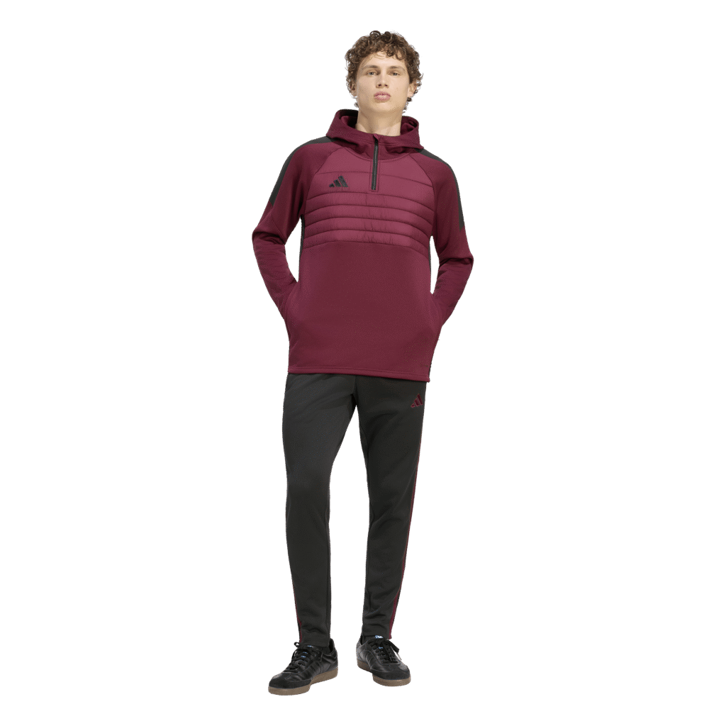 adidas Tiro Essential Winter Pants KS8373 zwarte heren trainingsbroek met bordeauxrode details en enkelritsen