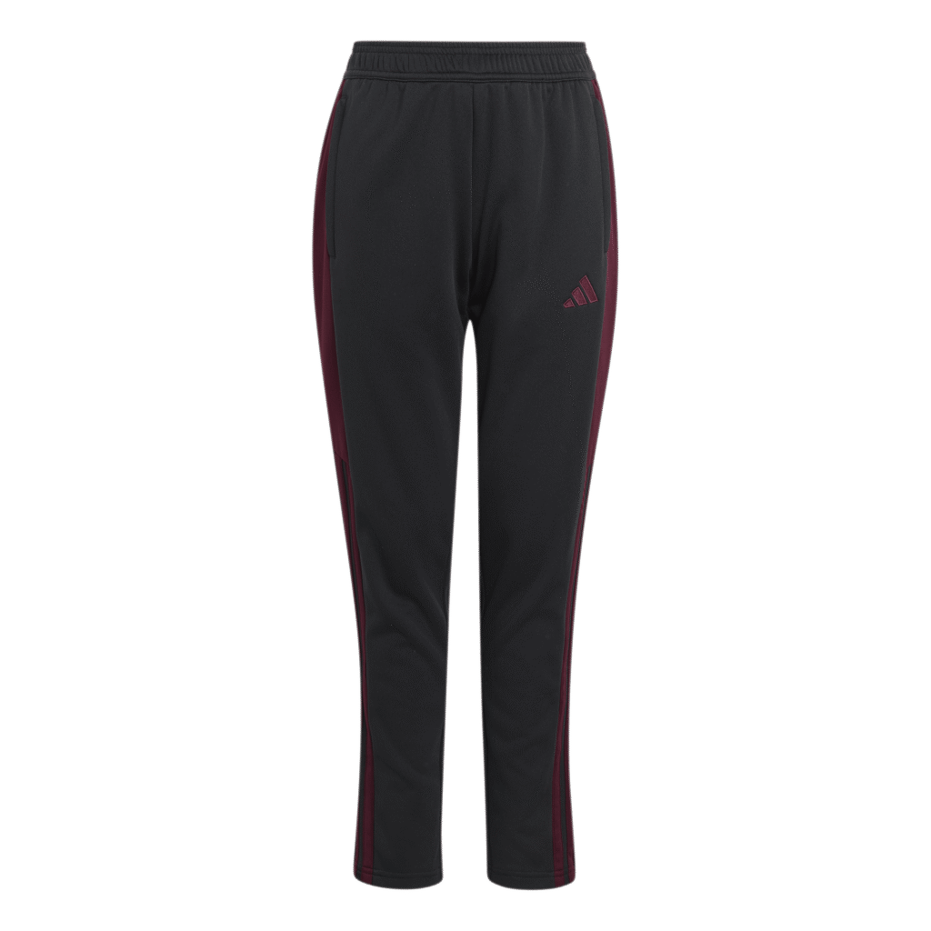 adidas Tiro Essential Winter Pants KS8375 zwarte jongens trainingsbroek met bordeauxrode accenten en enkelritsen