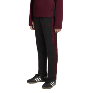 adidas Tiro Essential Winter Pants KS8375 zwarte jongens trainingsbroek met bordeauxrode accenten en enkelritsen