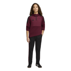 adidas Tiro Essential Winter Pants KS8375 zwarte jongens trainingsbroek met bordeauxrode accenten en enkelritsen