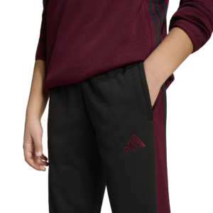 adidas Tiro Essential Winter Pants KS8375 zwarte jongens trainingsbroek met bordeauxrode accenten en enkelritsen