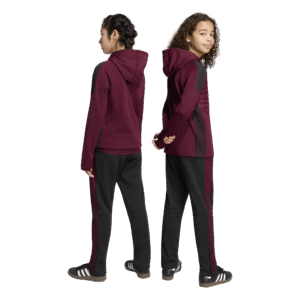 adidas Tiro Essential Winter Pants KS8375 zwarte jongens trainingsbroek met bordeauxrode accenten en enkelritsen
