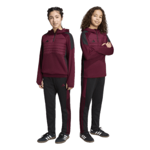 adidas Tiro Essential Winter Pants KS8375 zwarte jongens trainingsbroek met bordeauxrode accenten en enkelritsen