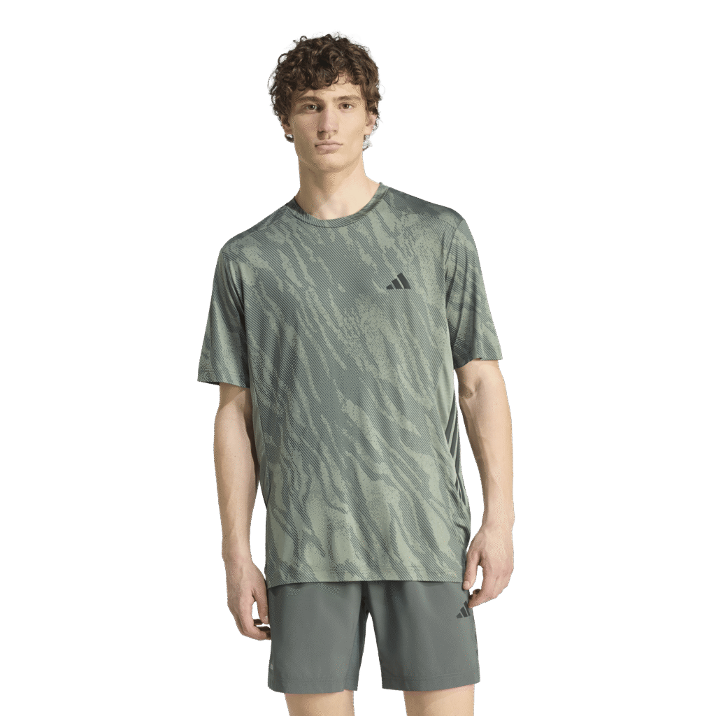 adidas Techess AOP T-Shirt KT3869 Soft Green heren sportshirt met all-over print