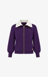 House of Gravity Turtleneck Zip Cardigan HG-732-2604-3811 Plum Stone paars met grijs dames vest met rits