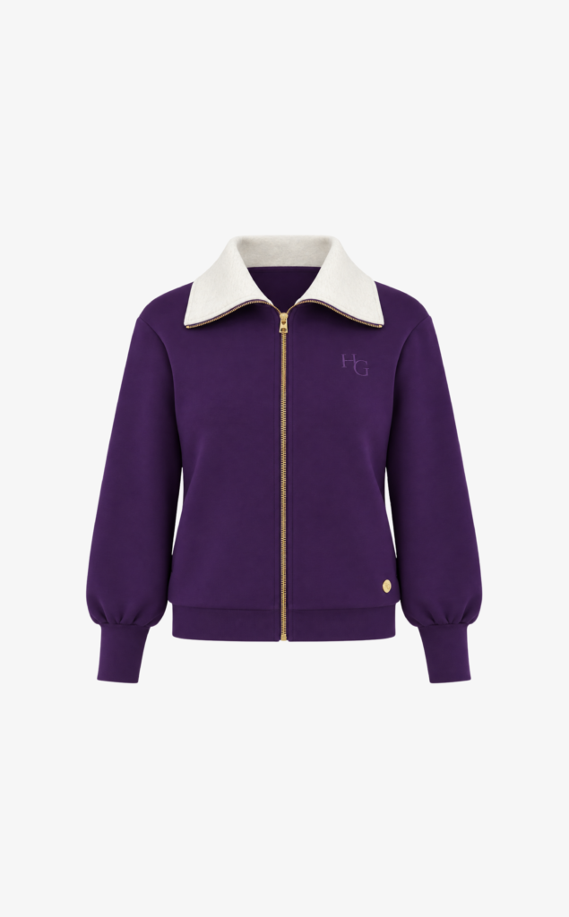House of Gravity Turtleneck Zip Cardigan HG-732-2604-3811 Plum Stone paars met grijs dames vest met rits