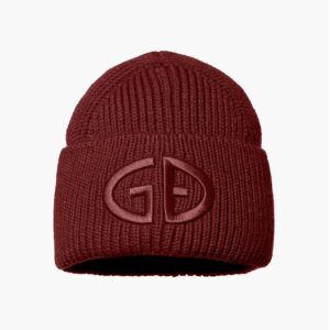 Goldbergh Valerie Beanie GB600.03.263 bordeauxrode dames muts met pompon en merkembleem